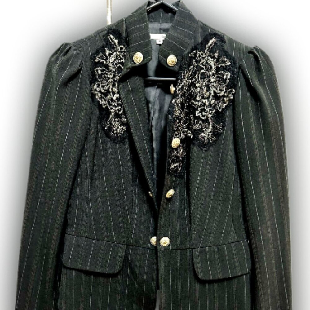 NWOT Yank Embroidery Black Striped Jacket